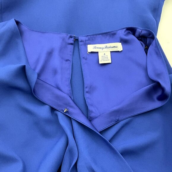 Tommy Bahama Dress Women 4‎ Blue Tiered V-Neckline Tie Lined Back Cutout Maxi - Picture 5 of 13